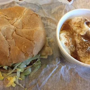 Cajun chicken sandwich and greek yogurt, heck of a 1-2 punch!