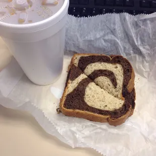Marble rye bread and coffee
