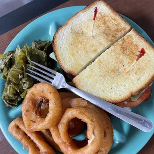 BLT with Greens and Onion Rings