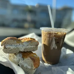 Bagel with Jalapeno Cream Cheese &amp; Vietnamese Iced Coffee