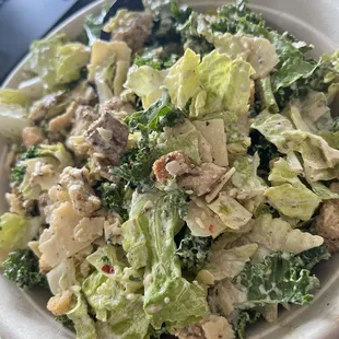 Kale Jerk Chicken Caesar with half kale and half romaine - 10/10!