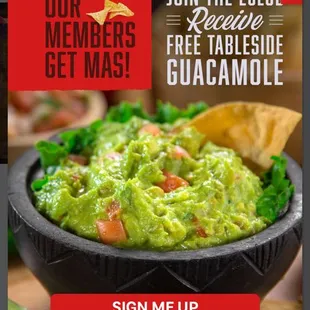 The sign offering the free guacamole.