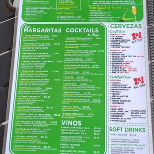 Page of the menu