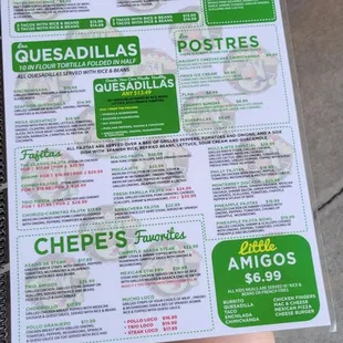Page of the menu