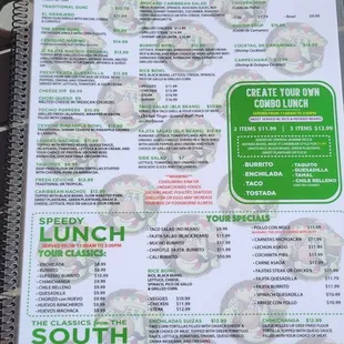 Page of the menu