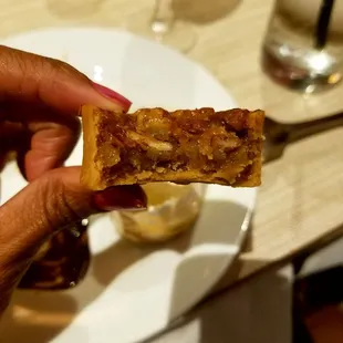 Inside the delicious pecan tart. Definitely a standout.