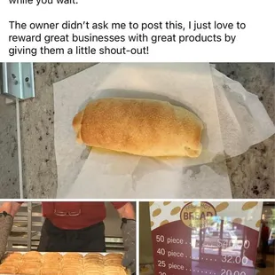 Fresh bread and prices.