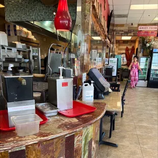 the counter of a fast food restaurant