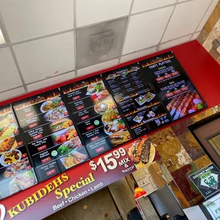 the menu of a restaurant