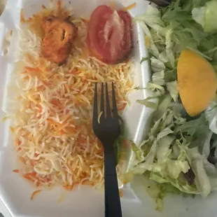 Chicken kabob eaten so fast this is what was left after arriving 7mins ago.