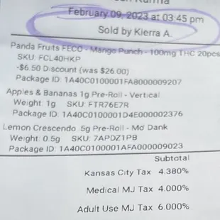 Thanks Kierra for my fresh Karma purchase you were a big help appreciate it !