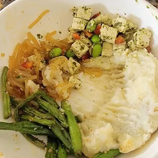This is the portion when I got home and took the sauce out and pushed the cauliflower aside. Hardly any food. Disappointed