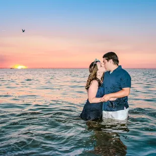 Beach sunset photoshoot in the water