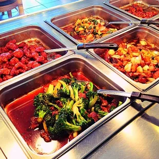 orange chicken, and broccoli beef most try it