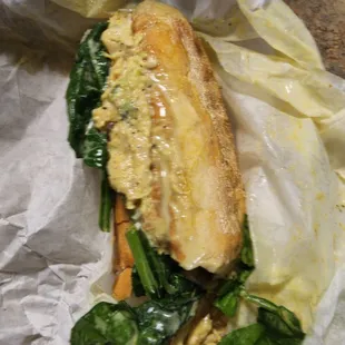 Tuna sandwich that was toasted hard and made very sloppy. Poor quality and taste