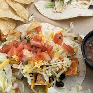 Chicken Taco with Chips and Salsa