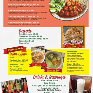 Seafood, Desserts, Drinks, Only Weekend Specials