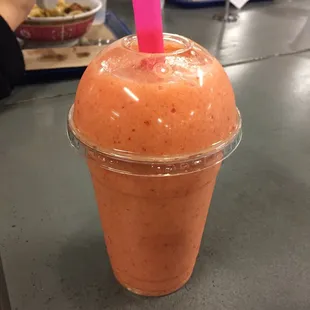 Mango, strawberry, banana, and an orange!