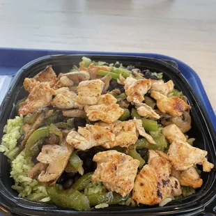 Rice and bean bowl with chicken