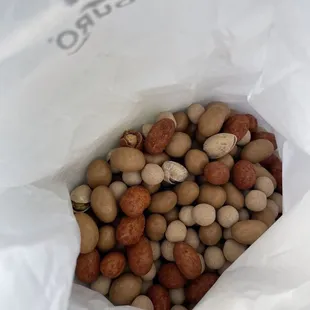 a bag full of nuts