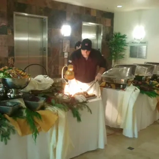 a man preparing food