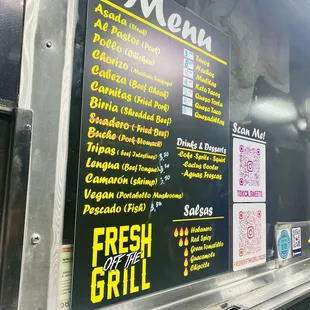 Menu items