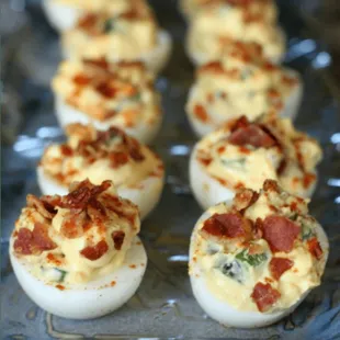 Bacon Sriracha Deviled Eggs
