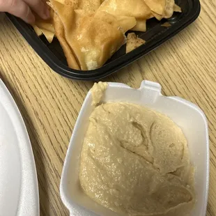 Pita chips and Pita Chips &amp; Hummus. Good