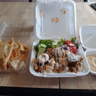 Chicken and falafel combo plate