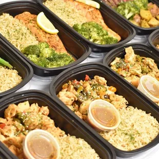a variety of meals in plastic containers