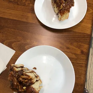 Pecan roll cut in half