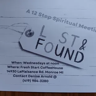 AA meeting. Every Wednesday from 12pm to 1:30 pm..come join us