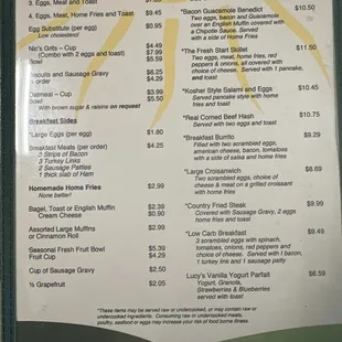 menu
