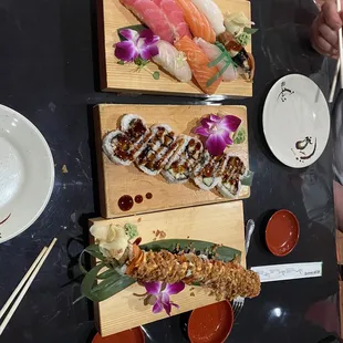 Sushi rolls &amp; the raw fish sushi