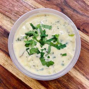 Broccoli Potato Cheddar Soup.