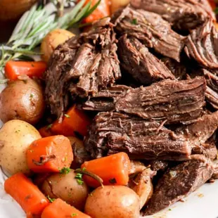 Beef Pot Roast is a regular dinner special, try with our own BBQ sauce, yum!