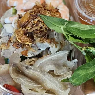 Pig ear and shrimp salad