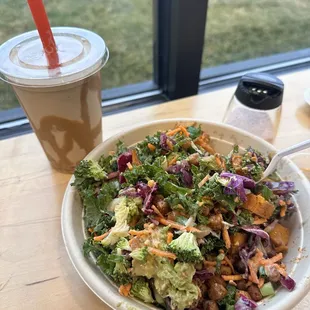 Buddha bowl and Fresh Twist Drumstick smoothie