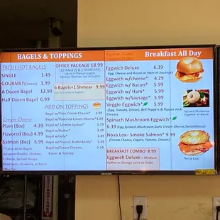 Breakfast menu
