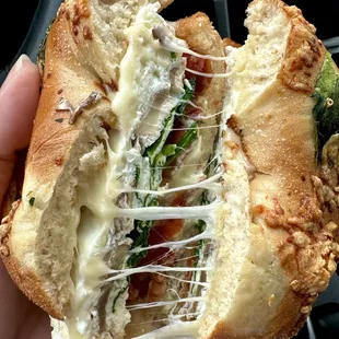 Spinach Mushroom Eggwich with egg whites & bacon