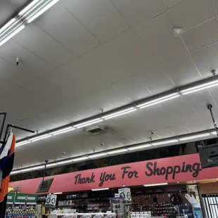 a thank you for shopping sign