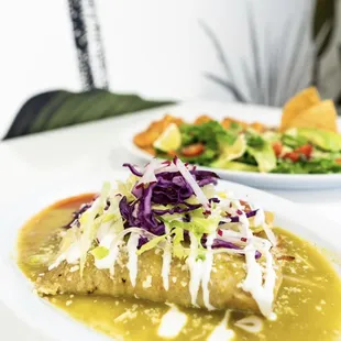 Enchiladas made fresh to order with your choice of homemade salsas Green Red or Oaxaqueño Salsa