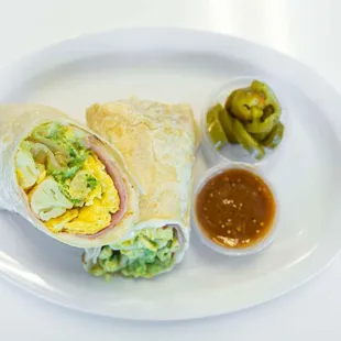 Flower Burrito with cauliflower, broccoli, scrambled egg, and cheese