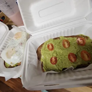 Avocado Toast with egg and one without