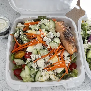 Cobb salad with salmon