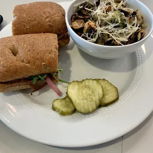 Roast Beef Sandwich w/Parmesan Roasted Brussels. $13