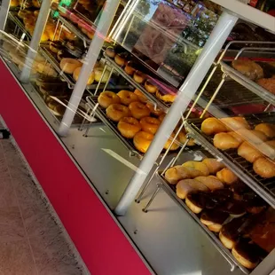 donuts in a display case