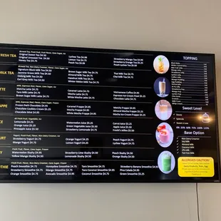 Drinks menu as of 3/11.