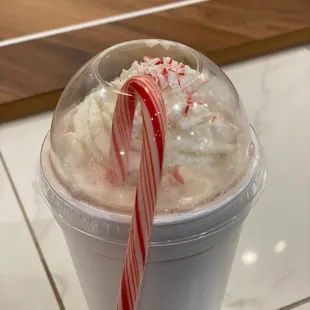 Peppermint hot chocolate with Ice cream
