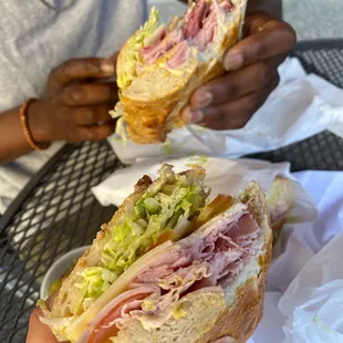 Ham and pastrami sandwich